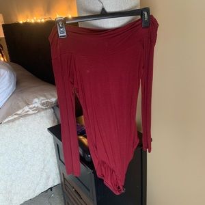 Off the shoulder maroon body suit